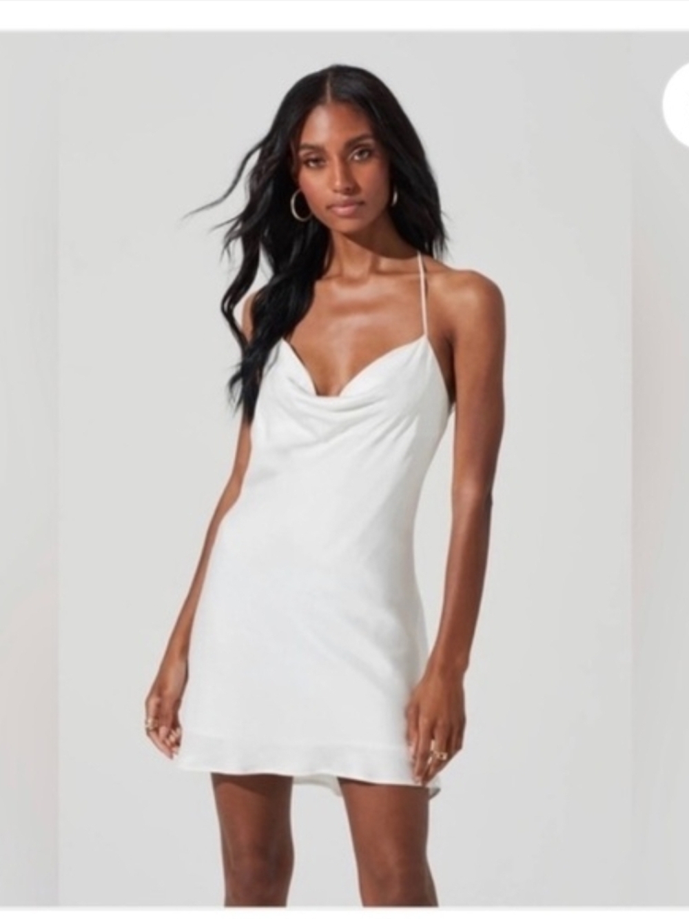 Astr White Cowl Neck Mini Slip Dress